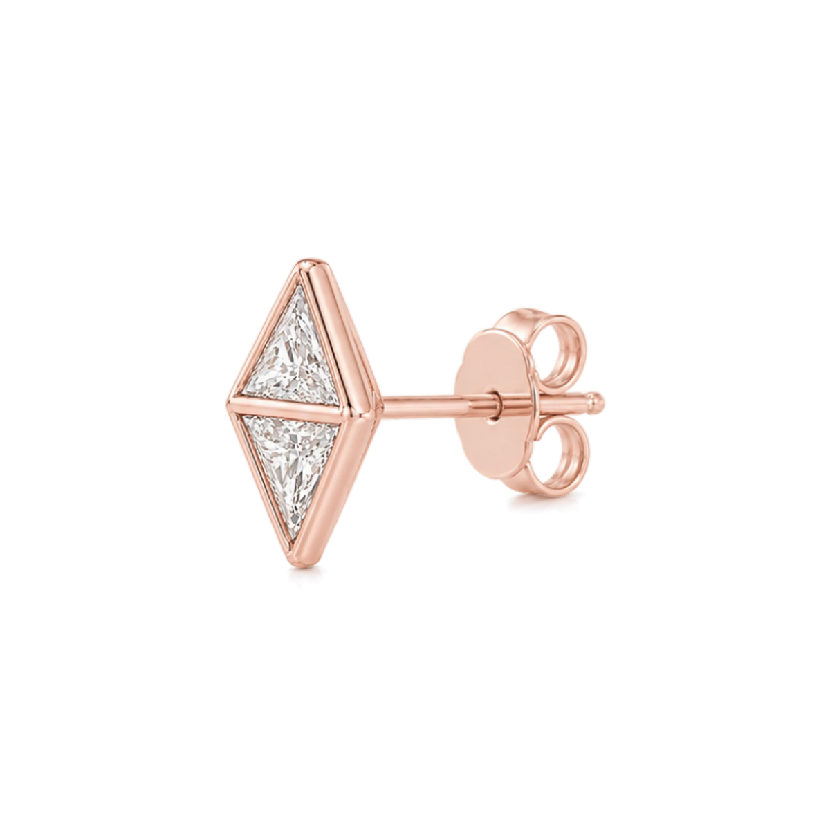 Triangle Diamond Duo Stud in Rose Gold