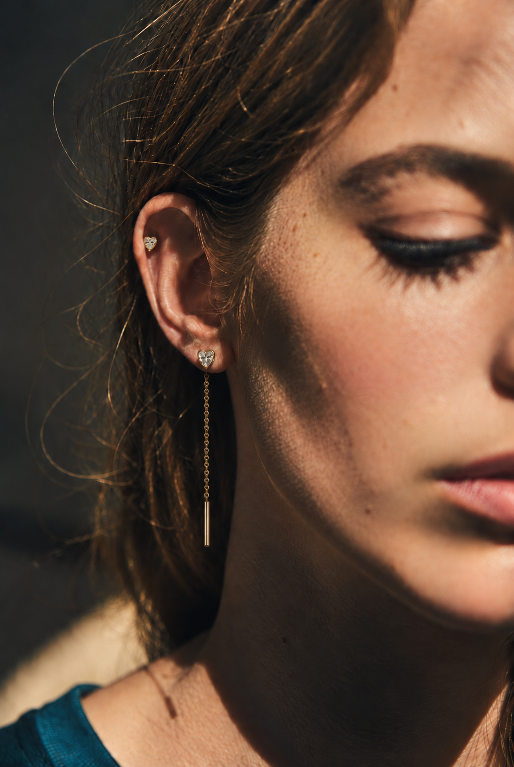 Heart Diamond Ear Threader