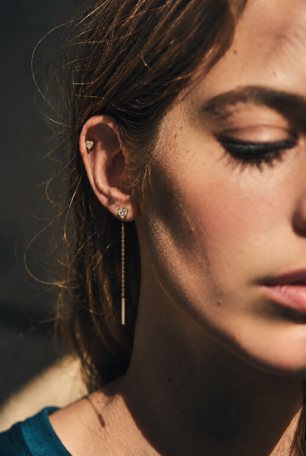 Heart Diamond Ear Threader