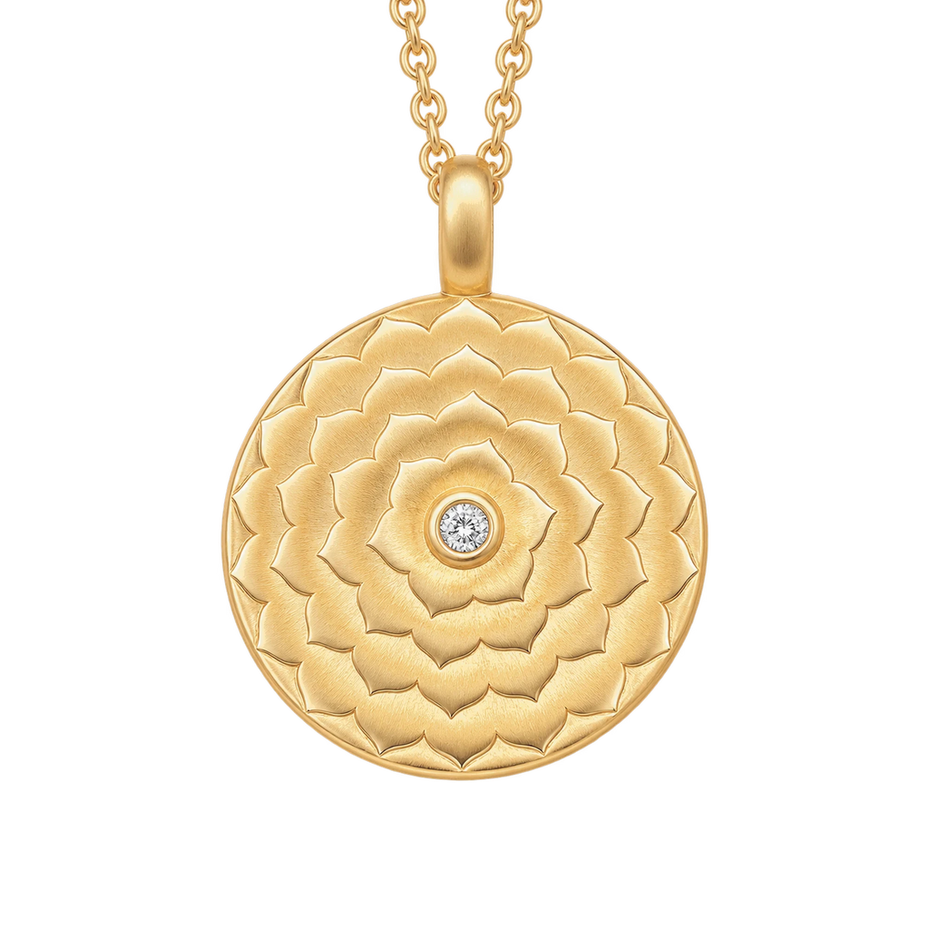 Crown Lotus Diamond Necklace in Yellow Gold