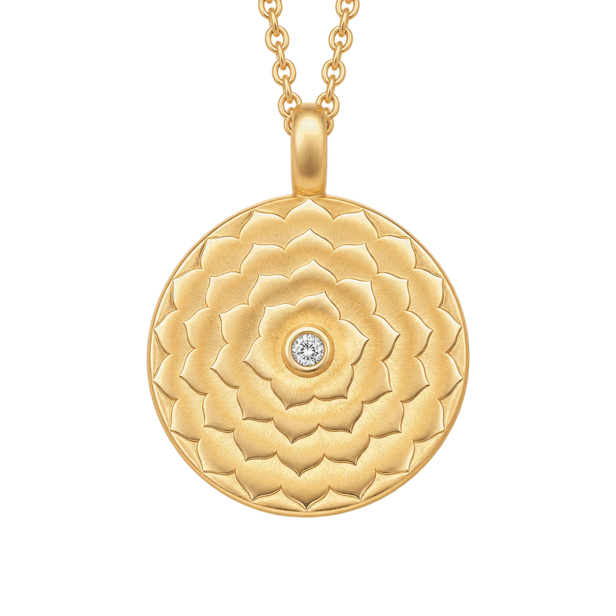 Crown Lotus Diamond Necklace in Yellow Gold