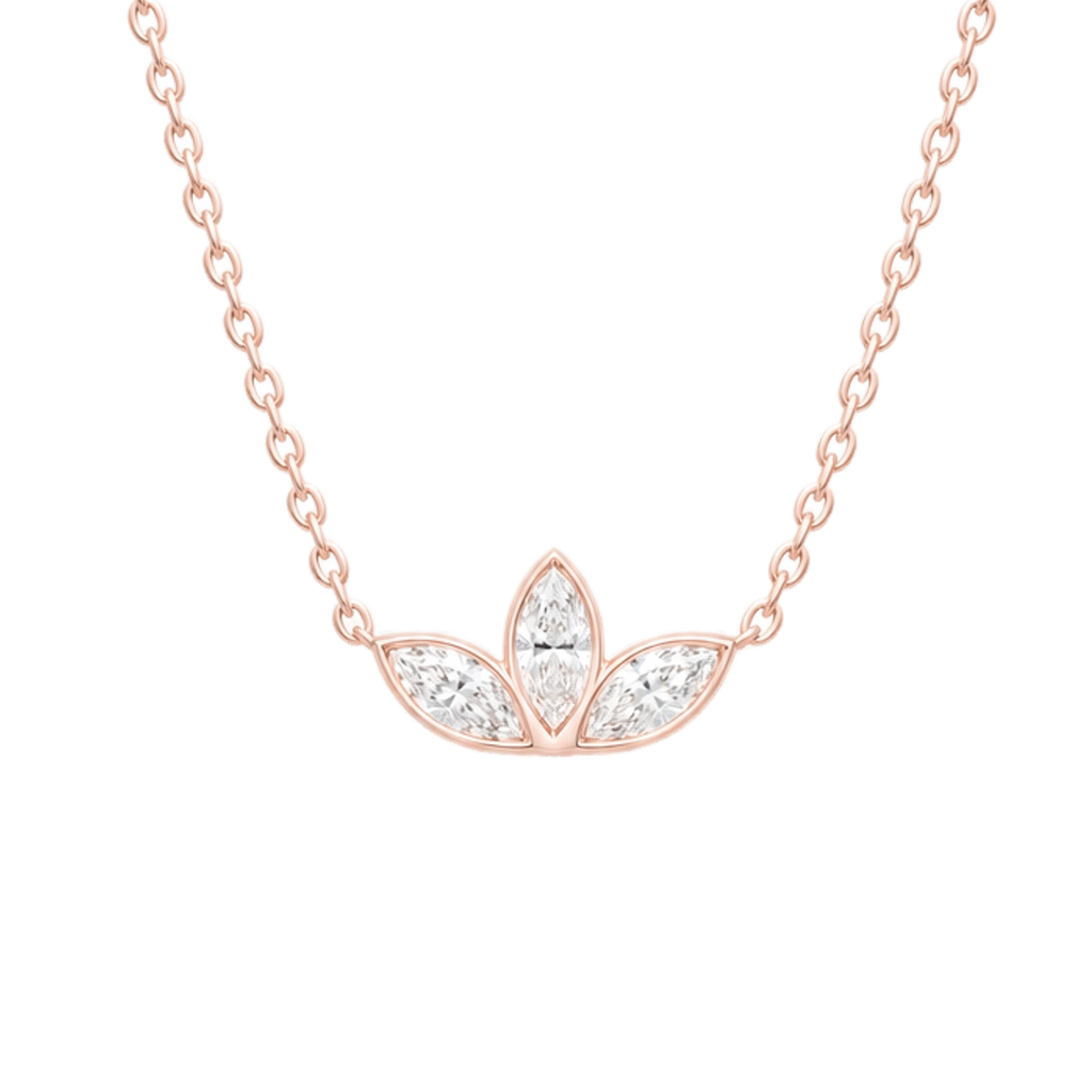 Lotus Diamond Necklace in Rose Gold