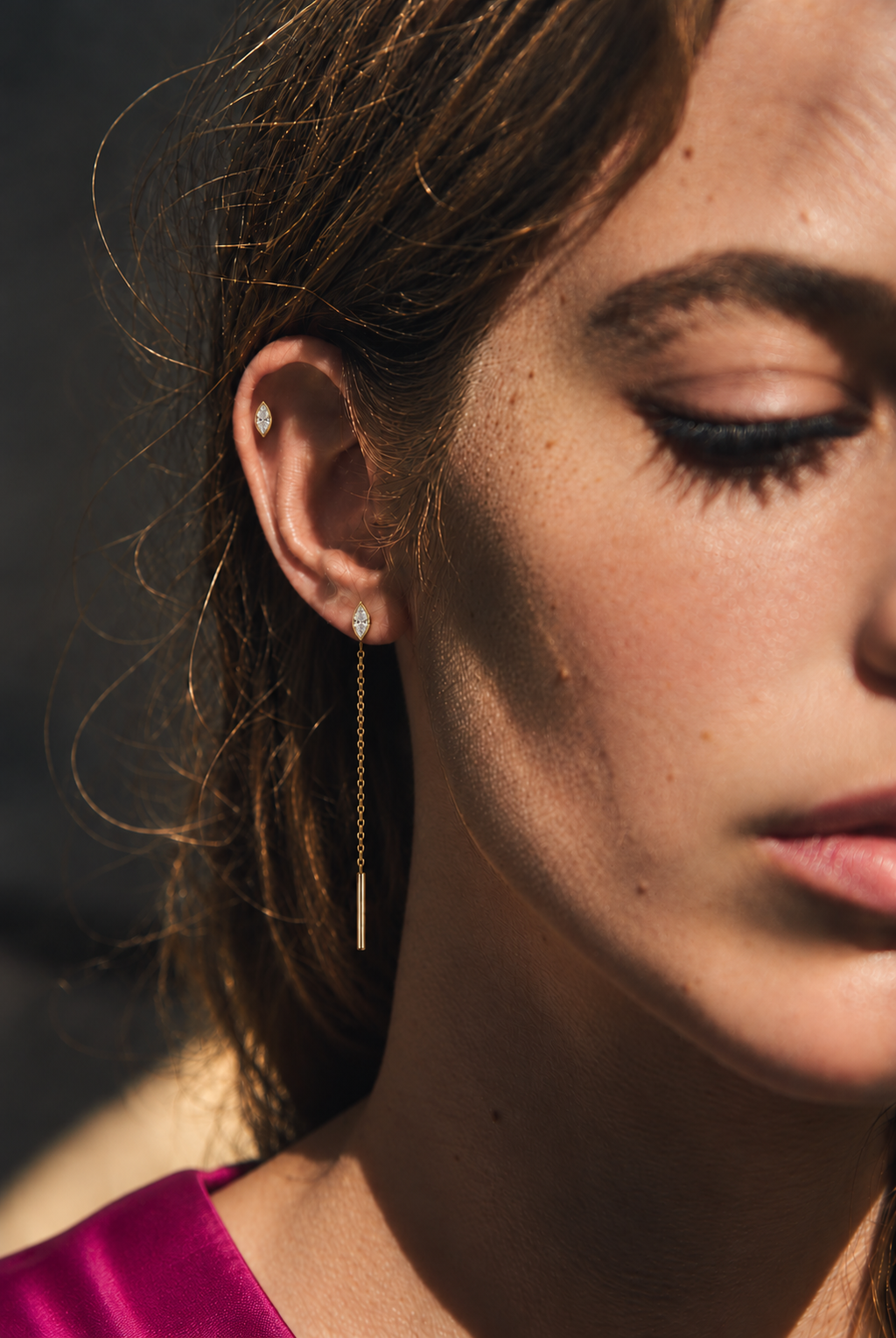 Marquis Diamond Ear Threader