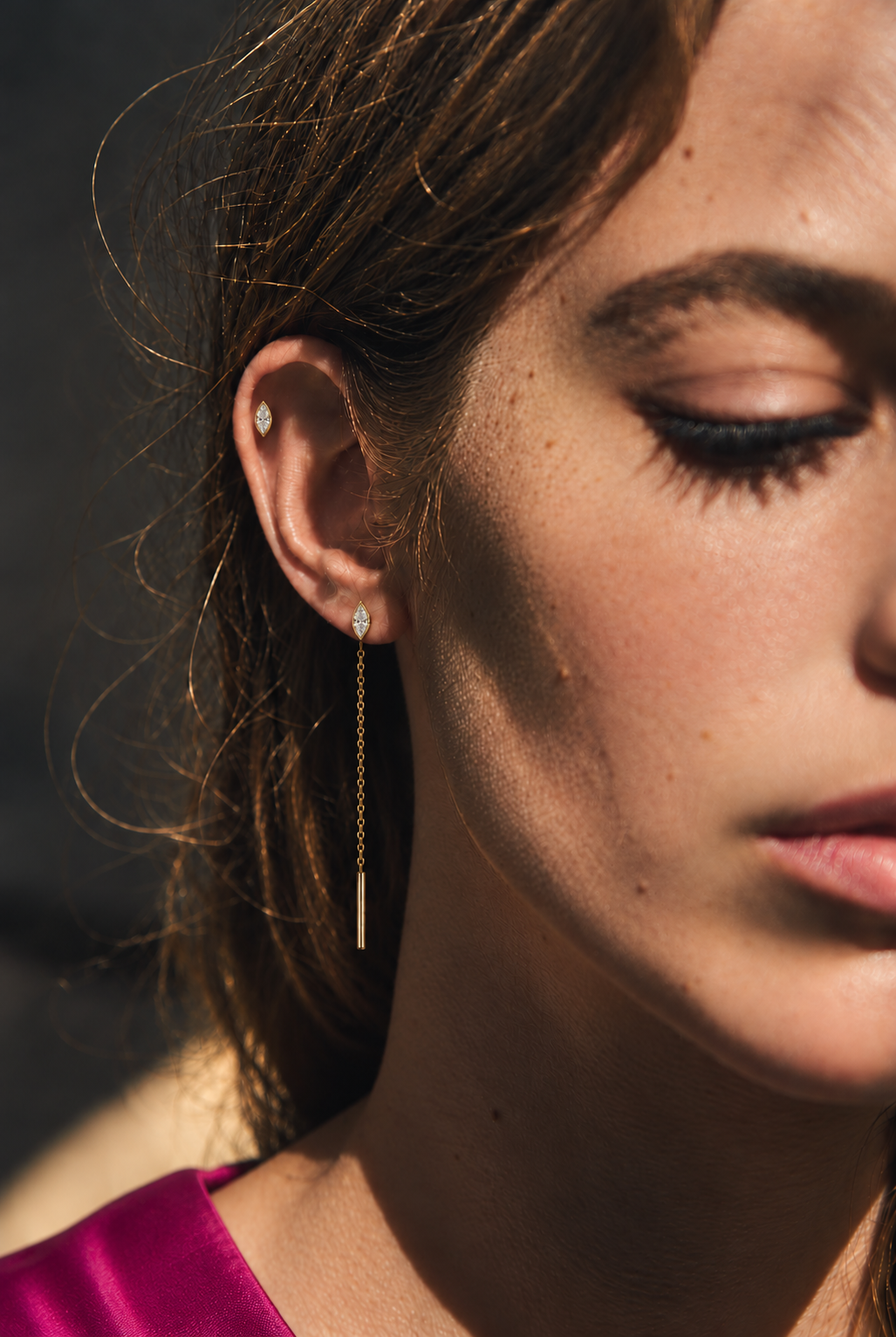 Marquis Diamond Ear Threader