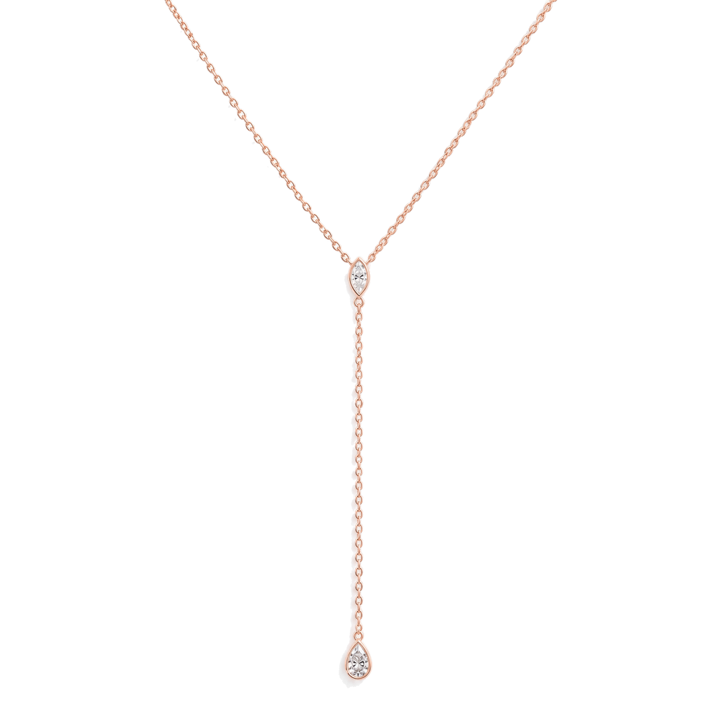 Marquis & Pear Diamond Y Drop Necklace