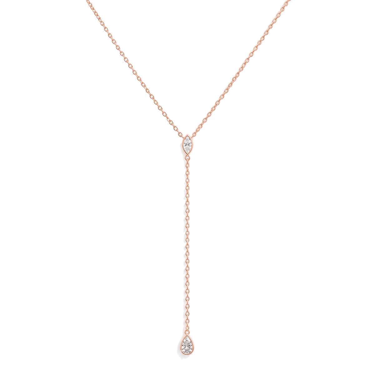 Marquis & Pear Diamond Y Drop Necklace