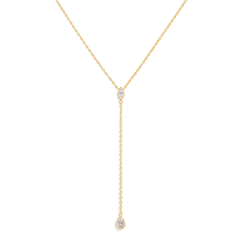 Marquis & Pear Diamond Y Drop Necklace