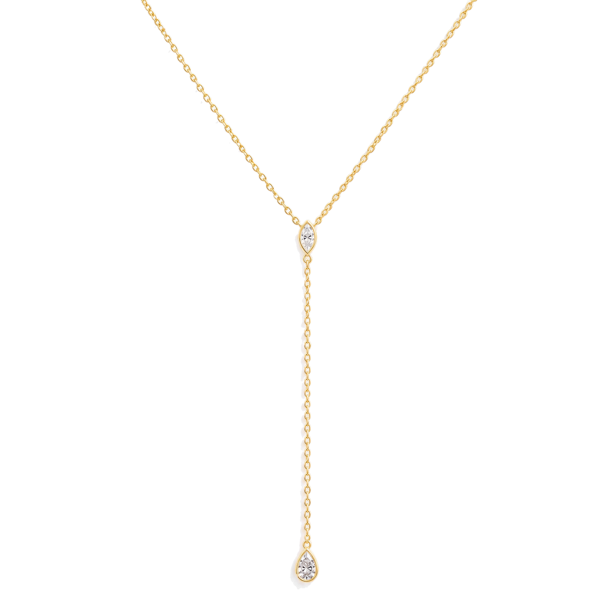 Marquis & Pear Diamond Y Drop Necklace