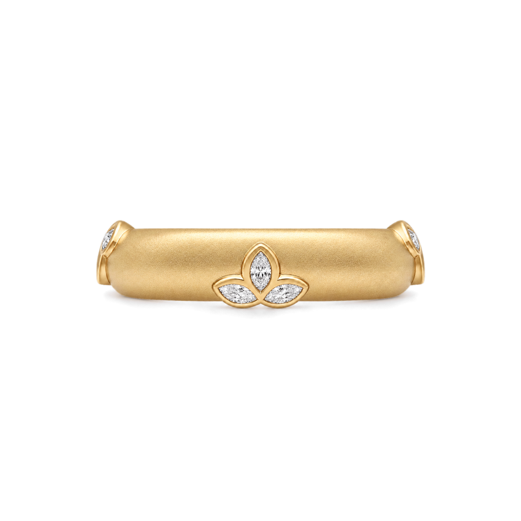 Lotus Diamond Band in Yellow Gold side view