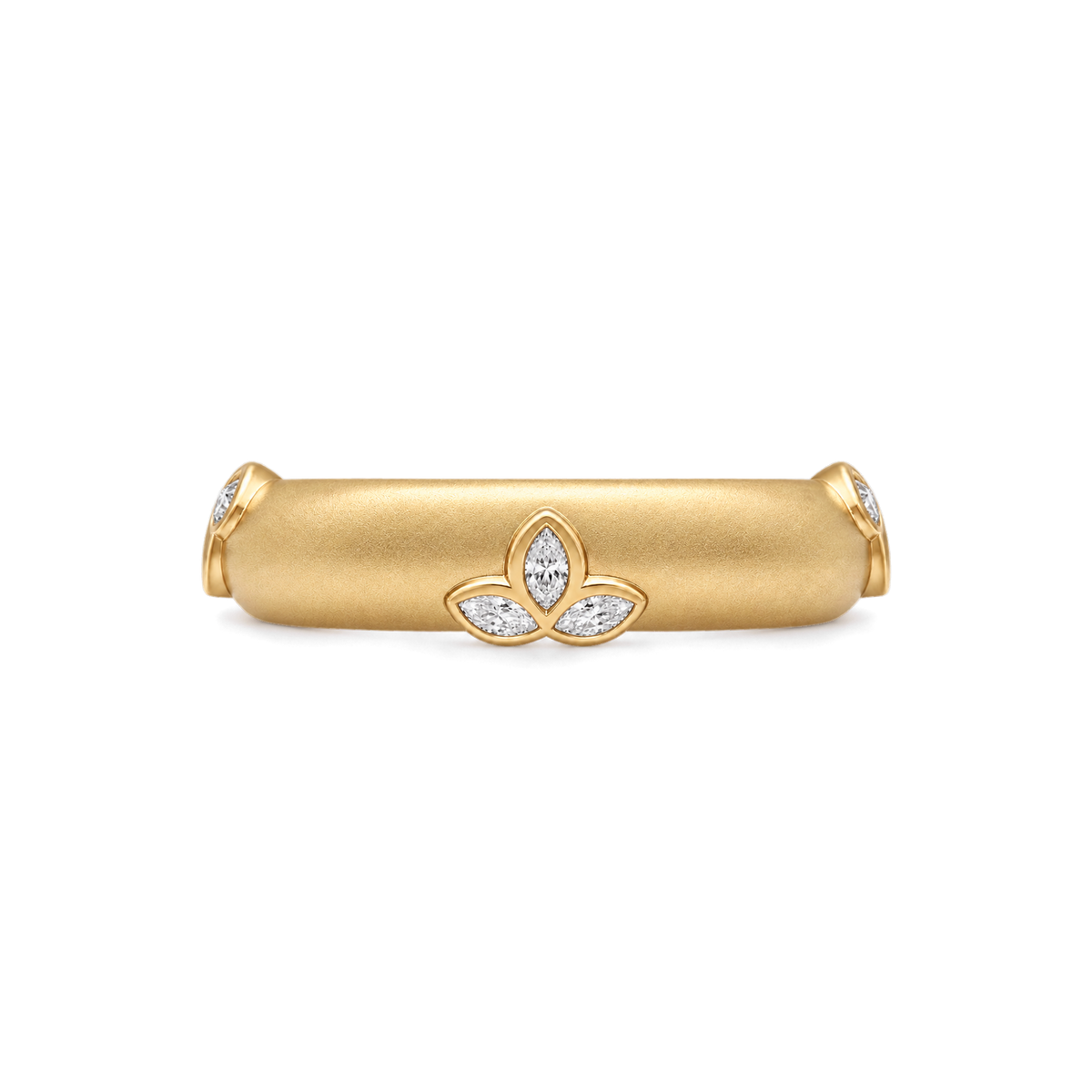 Lotus Diamond Band in Yellow Gold side view