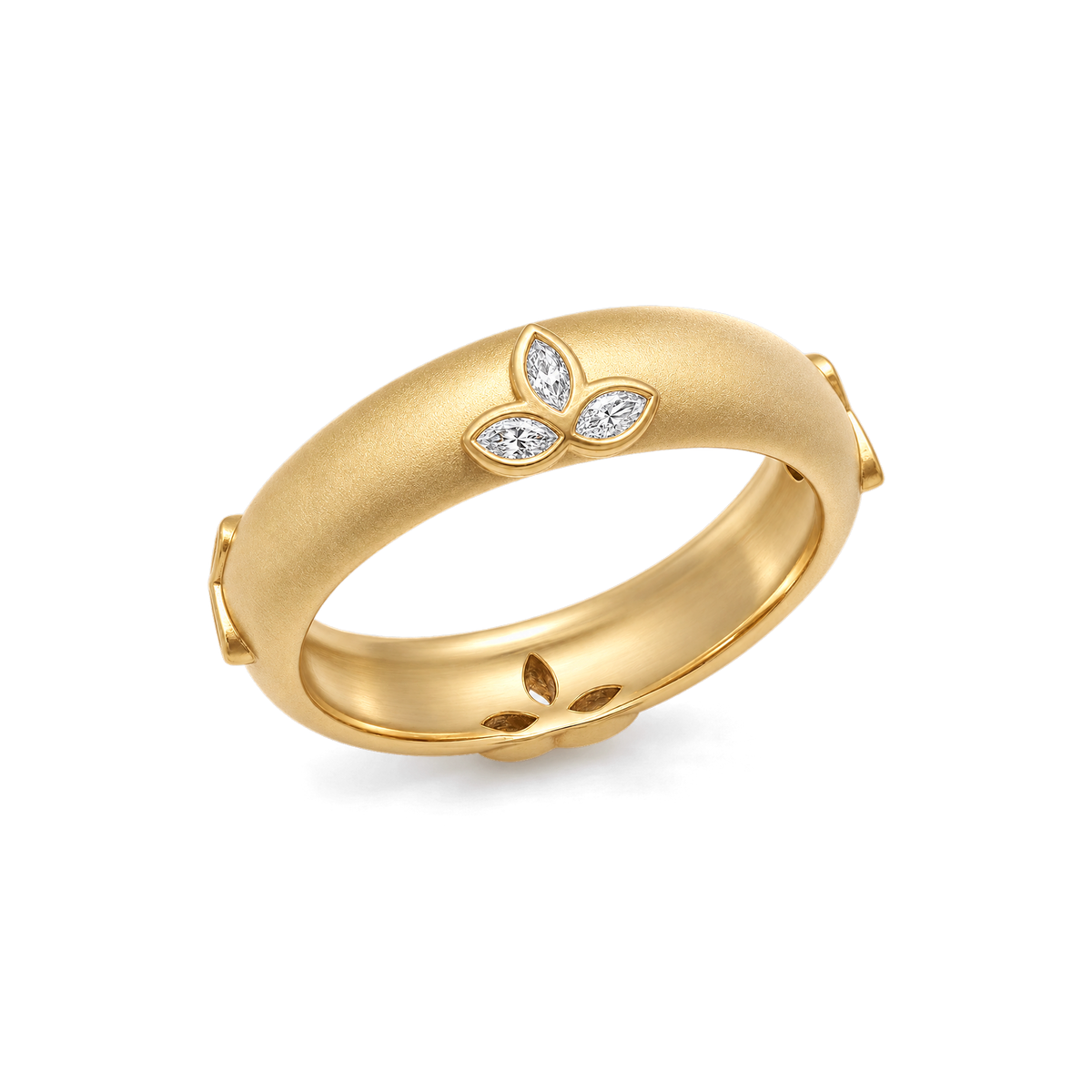 Lotus Diamond Band in Yellow Gold