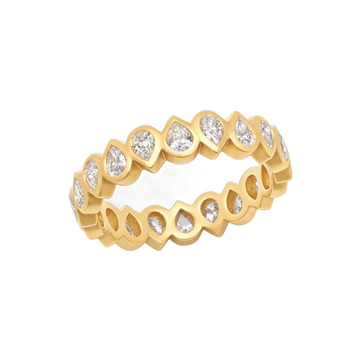 Pear Diamond Eternity Band in Yellow Gold side view