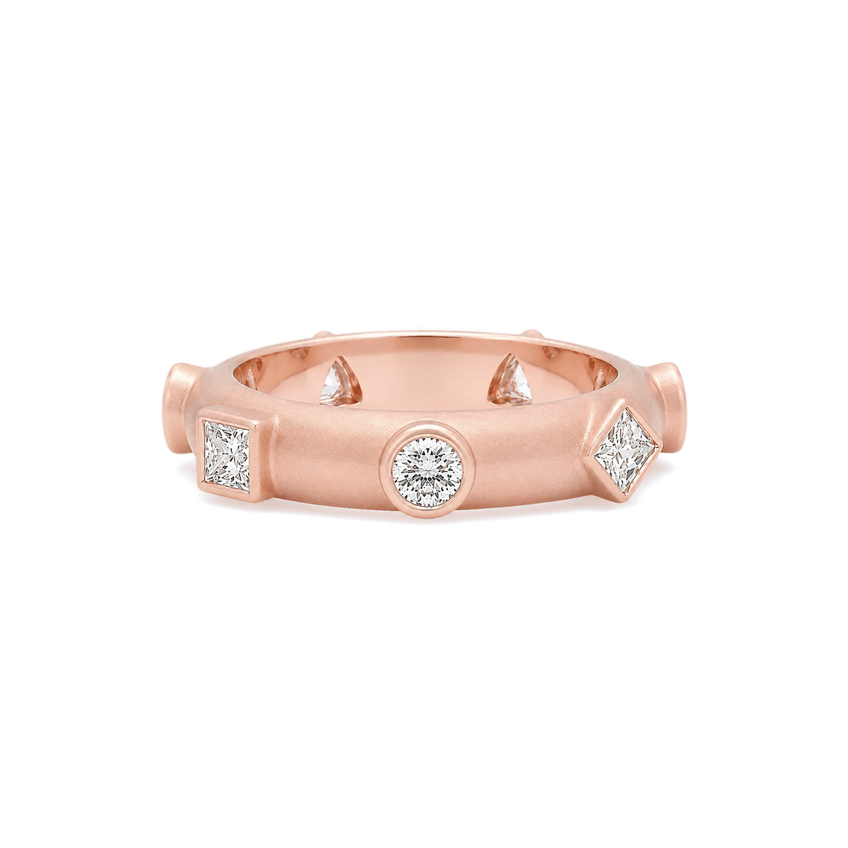 7 Centers Diamond Japa Prayer Ring in Rose Gold