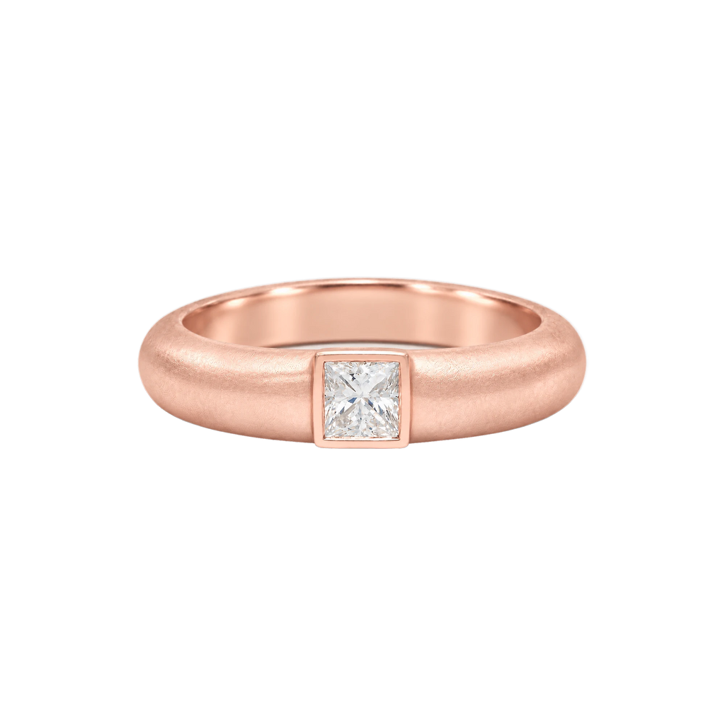 Princess Diamond Wide Band Ring in Rose Gold