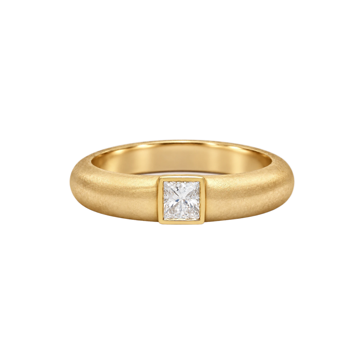 Princess Diamond Wide Band Ring in Yellow Gold