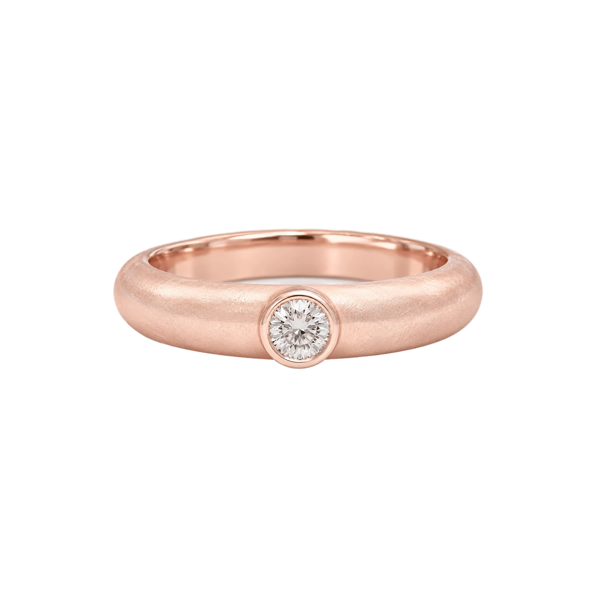 Round Diamond Wide Band Ring in Rose Gold