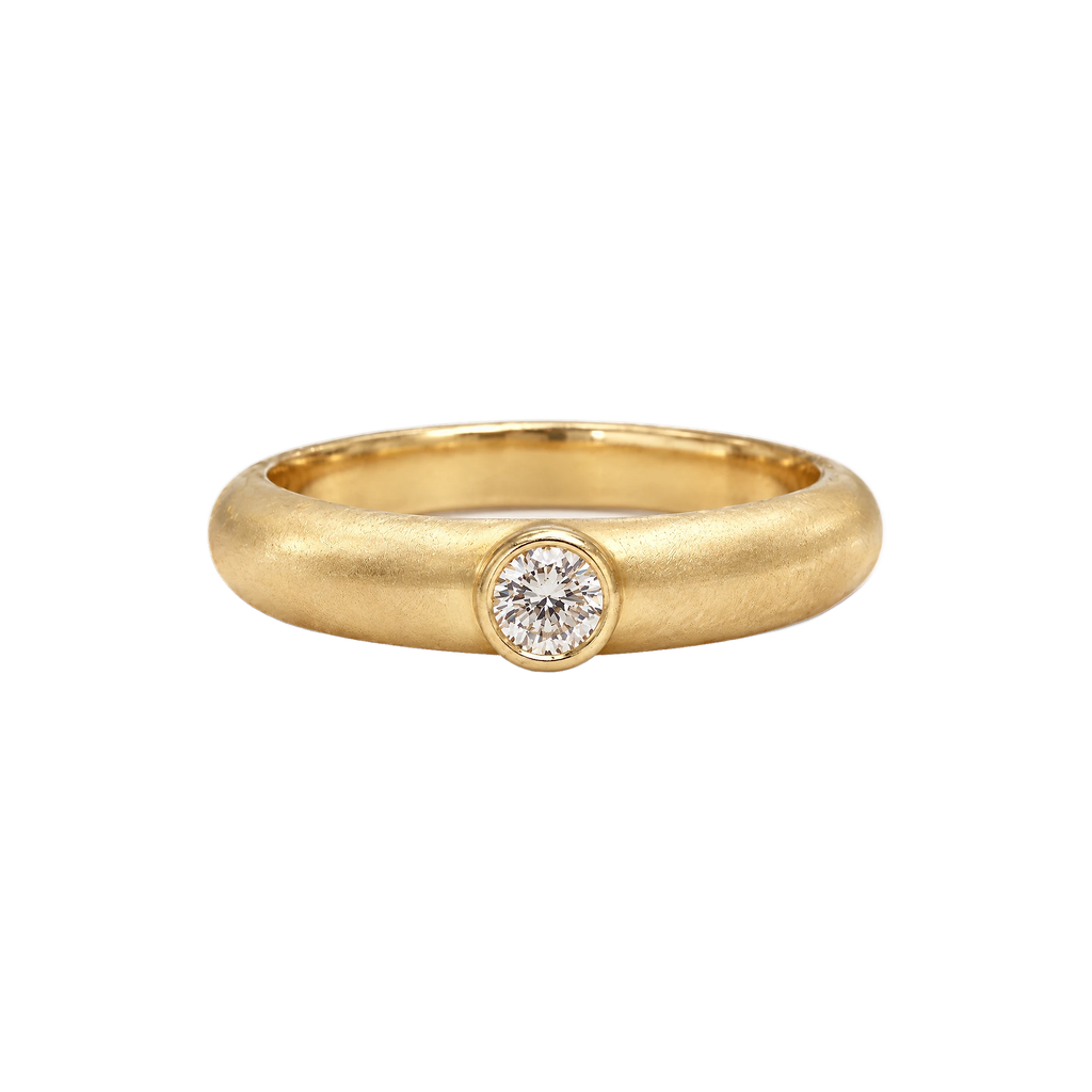 Round Diamond Wide Band Ring in Yellow Gold