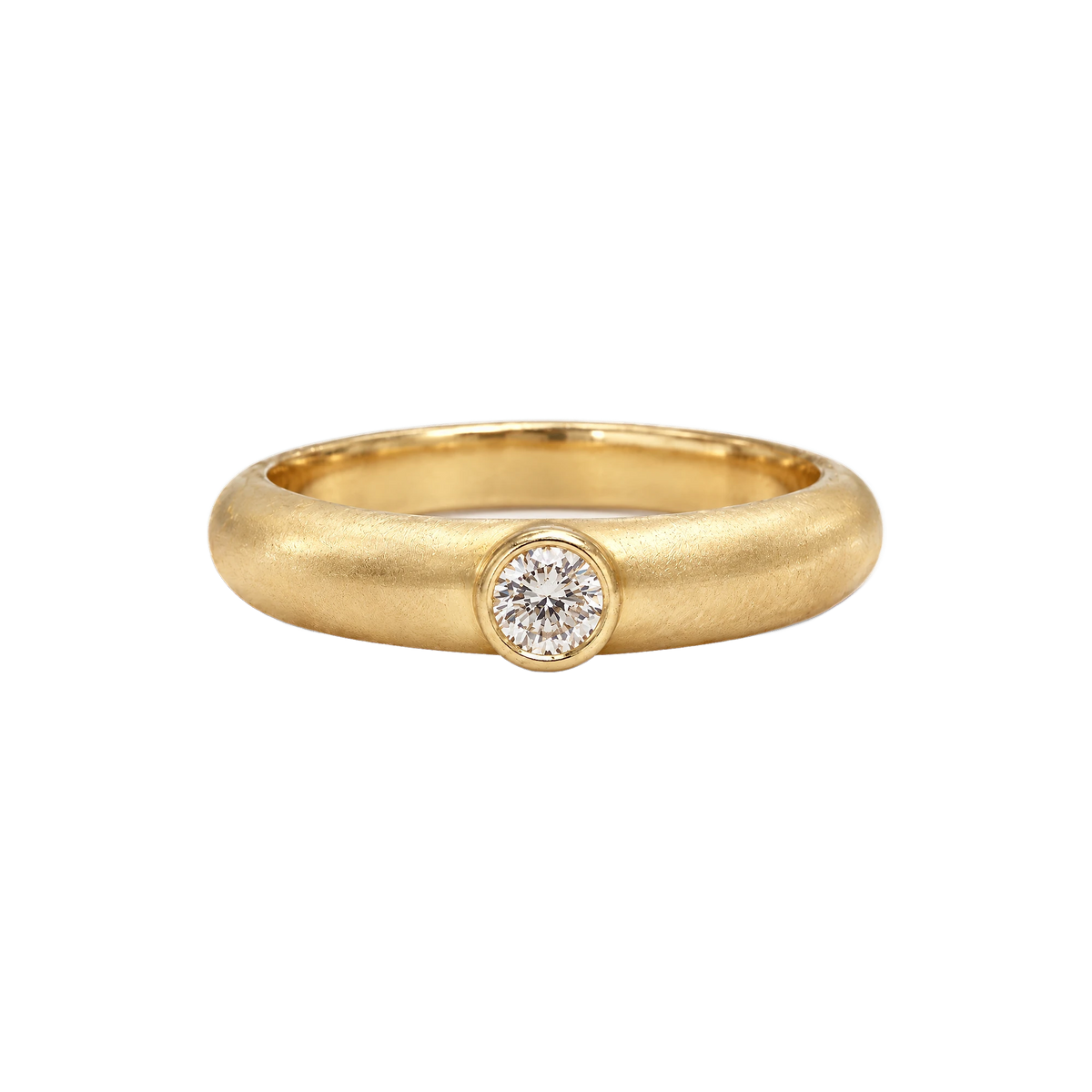 Round Diamond Wide Band Ring in Yellow Gold