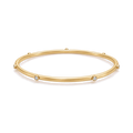 Round Diamond Japa Prayer Bangle in Yellow Gold angled view