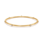 Round Diamond Japa Prayer Bangle in Yellow Gold angled view