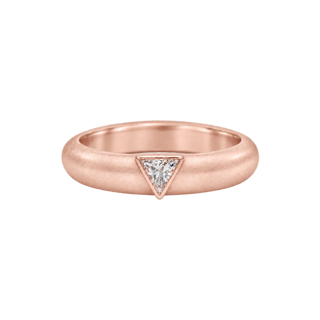 Triangle Diamond Wide Band Ring in Rose Gold