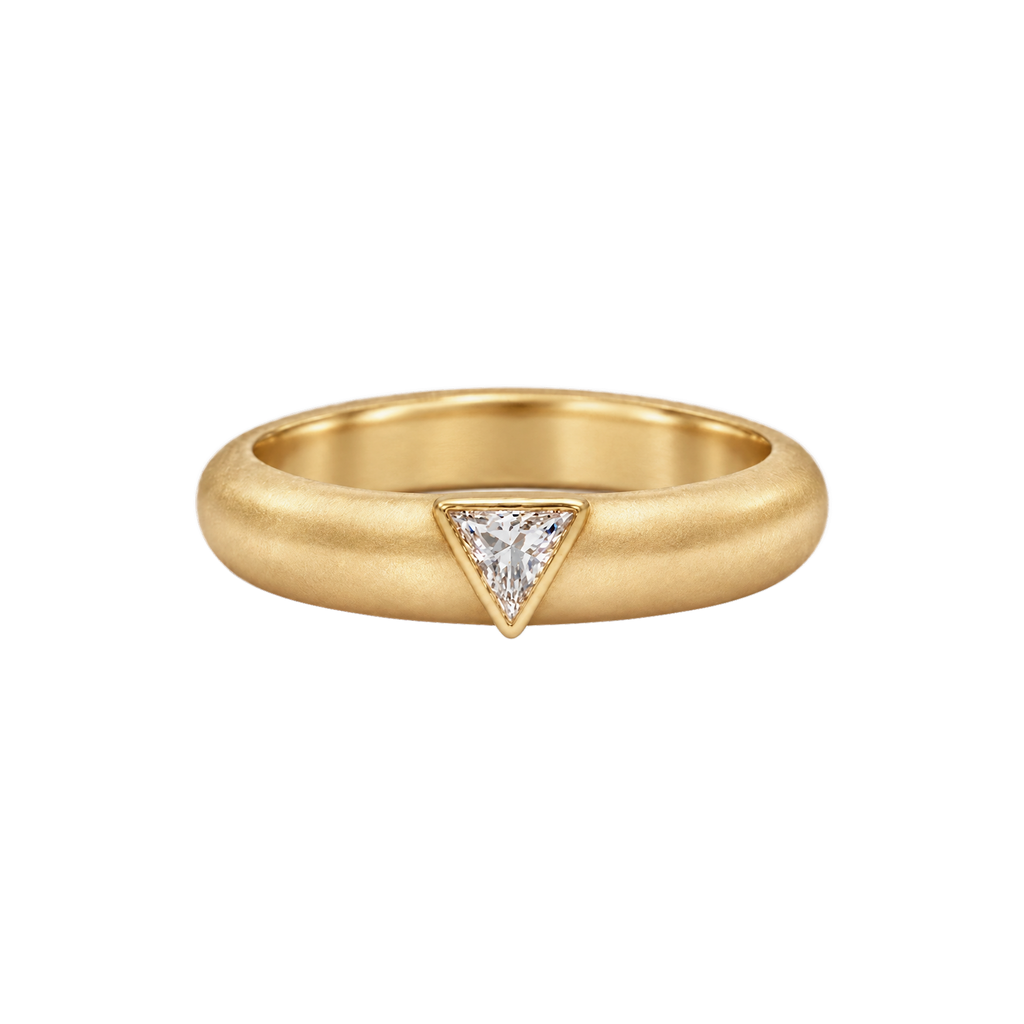 Triangle Diamond Wide Band Ring in Yellow Gold