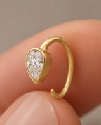 Pear Diamond Ellipse Huggies