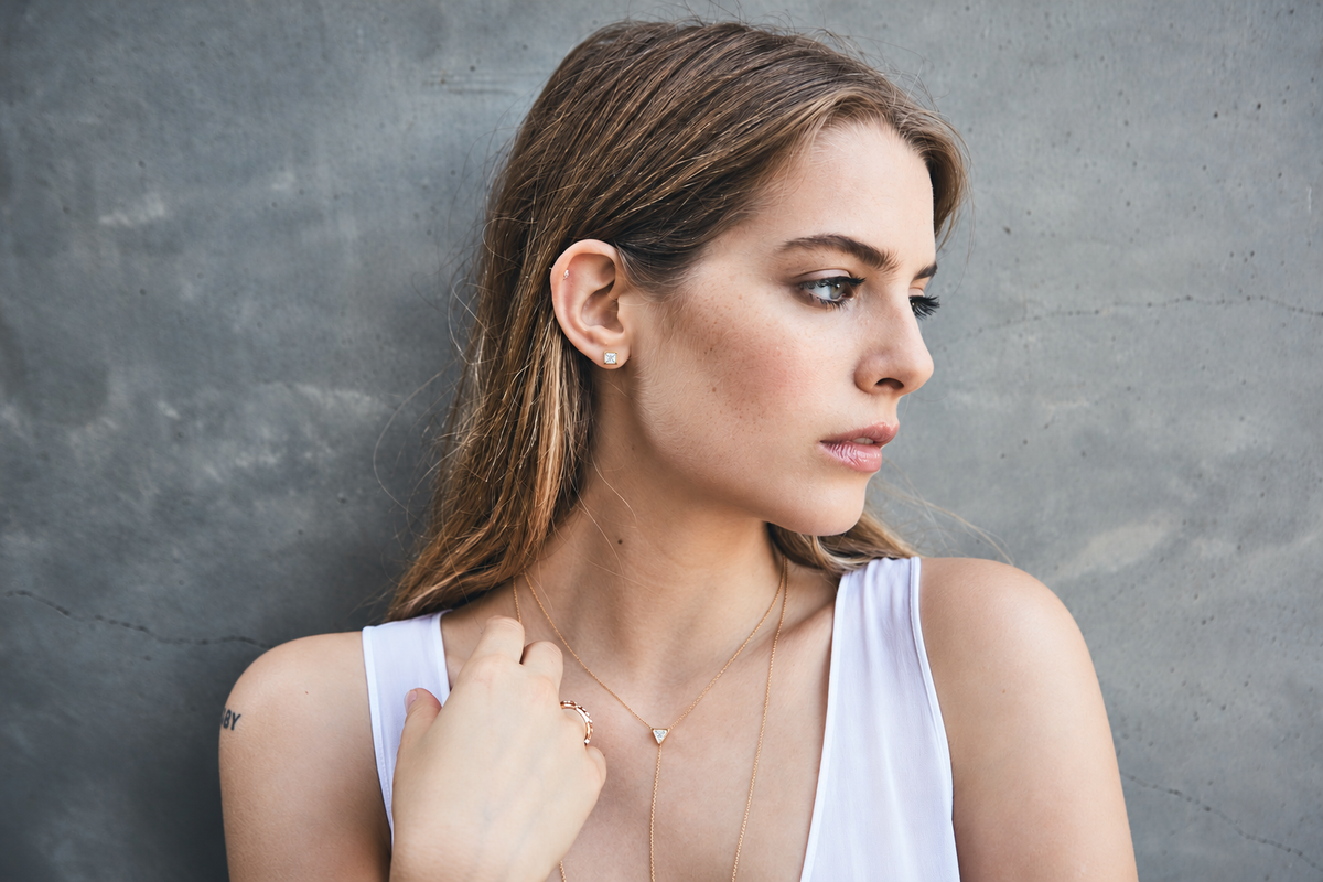 Triangle & Princess Diamond Y Drop Necklace