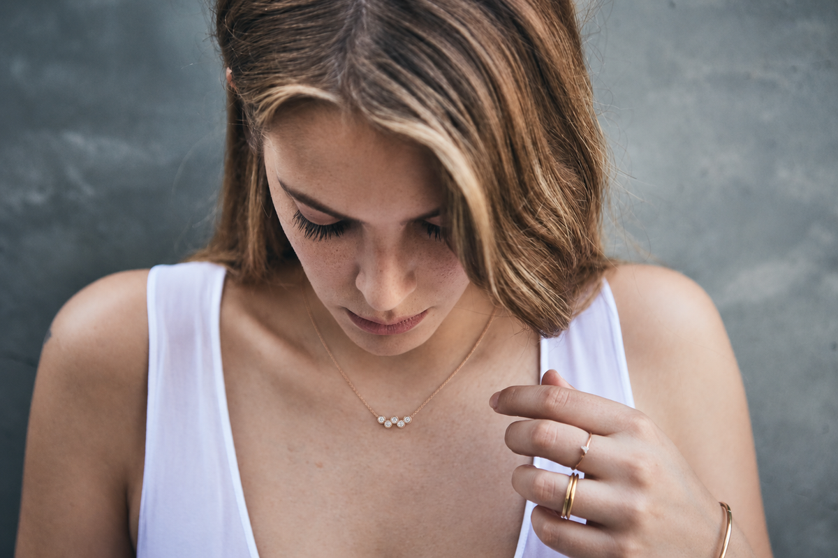 Round Diamond Row Necklace