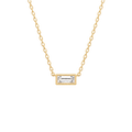 Baguette Diamond Solitaire Necklace in Yellow Gold