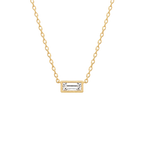 Baguette Diamond Solitaire Necklace in Yellow Gold