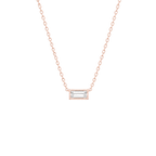Baguette Diamond Solitaire Necklace in Rose Gold