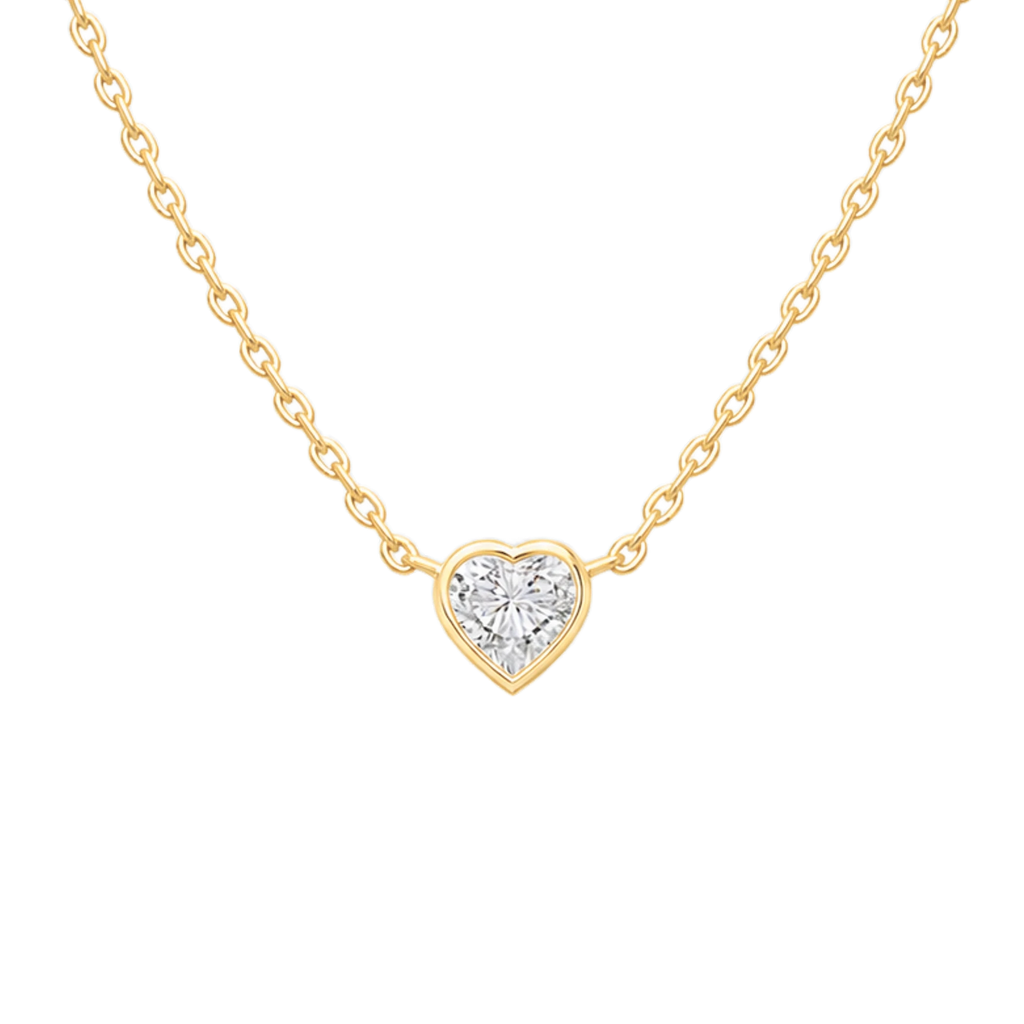 Heart Diamond Solitaire Necklace in Yellow Gold