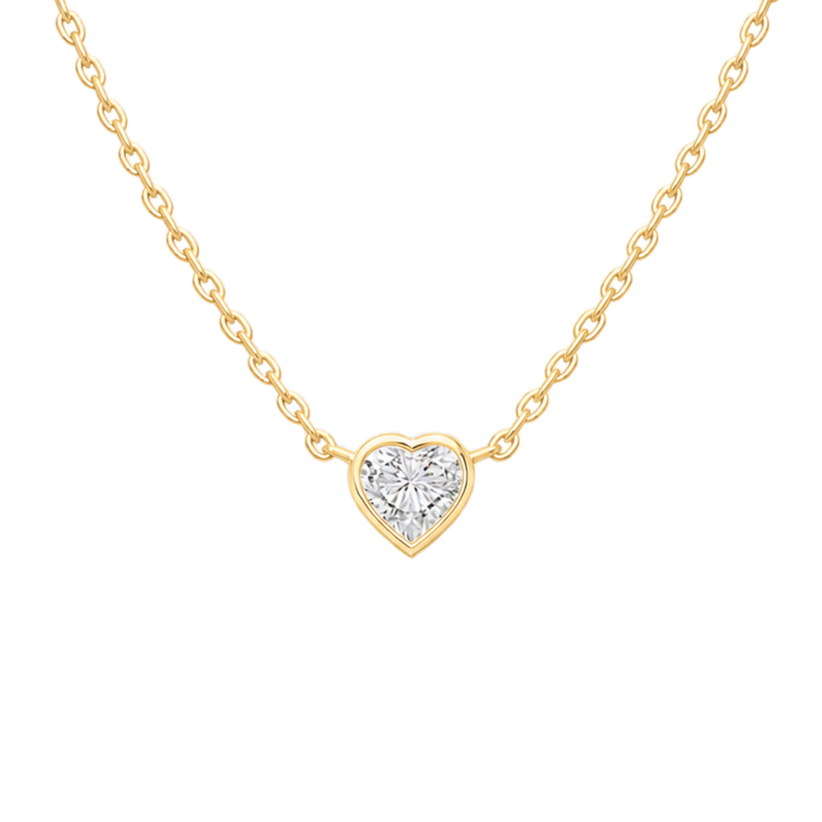 Heart Diamond Solitaire Necklace in Yellow Gold