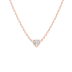 Heart Diamond Solitaire Necklace in Rose Gold