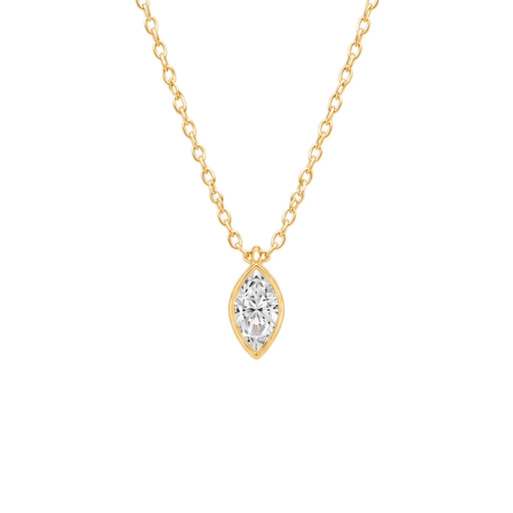 Marquis Diamond Solitaire Necklace in Yellow Gold