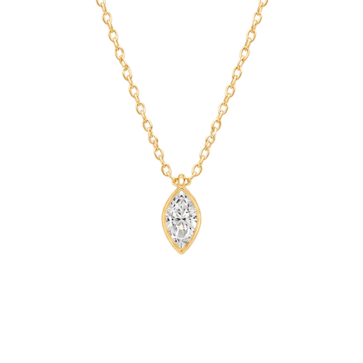 Marquis Diamond Solitaire Necklace in Yellow Gold