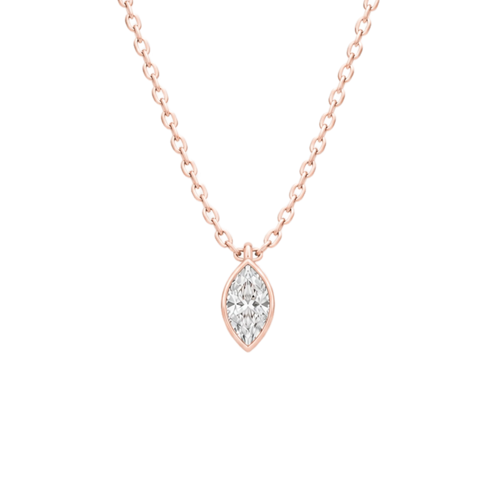 Marquis Diamond Solitaire Necklace in Rose Gold