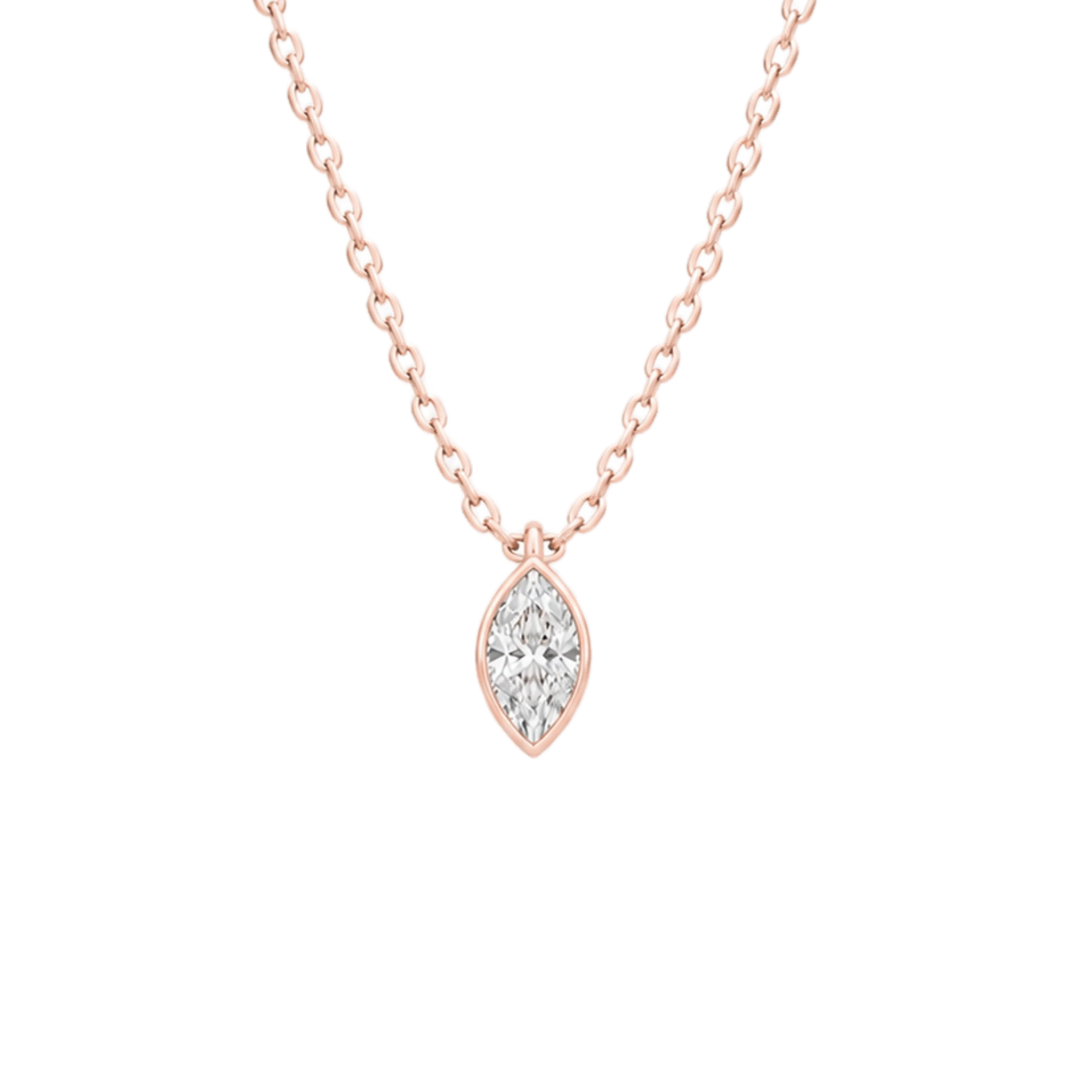 Marquis Diamond Solitaire Necklace in Rose Gold
