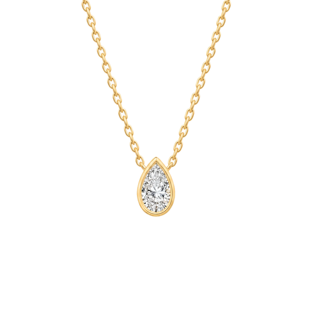 Pear Diamond Solitaire Necklace in Yellow Gold