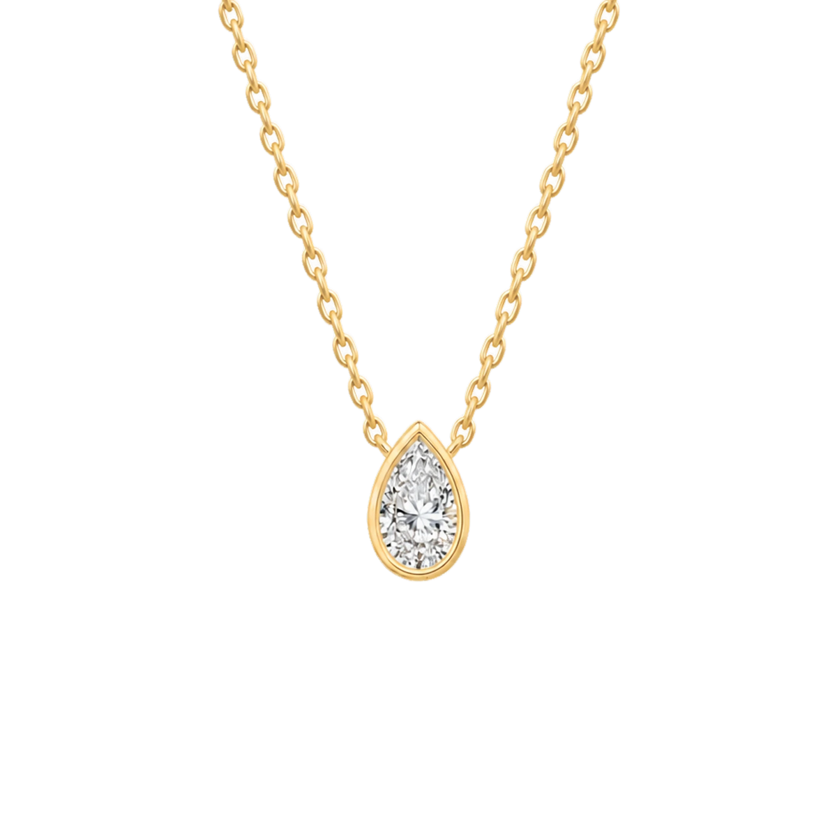 Pear Diamond Solitaire Necklace in Yellow Gold