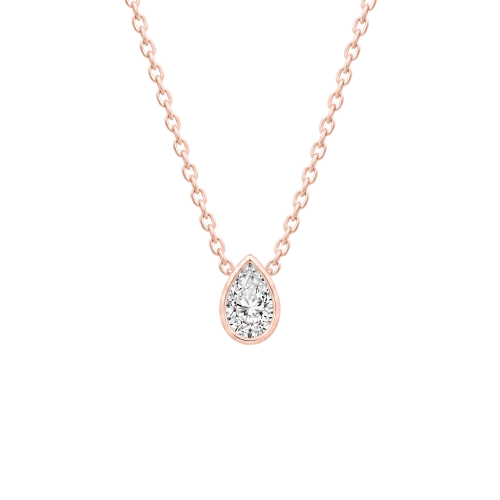 Pear Diamond Solitaire Necklace in Rose Gold