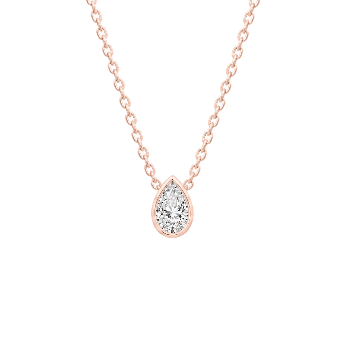 Pear Diamond Solitaire Necklace in Rose Gold