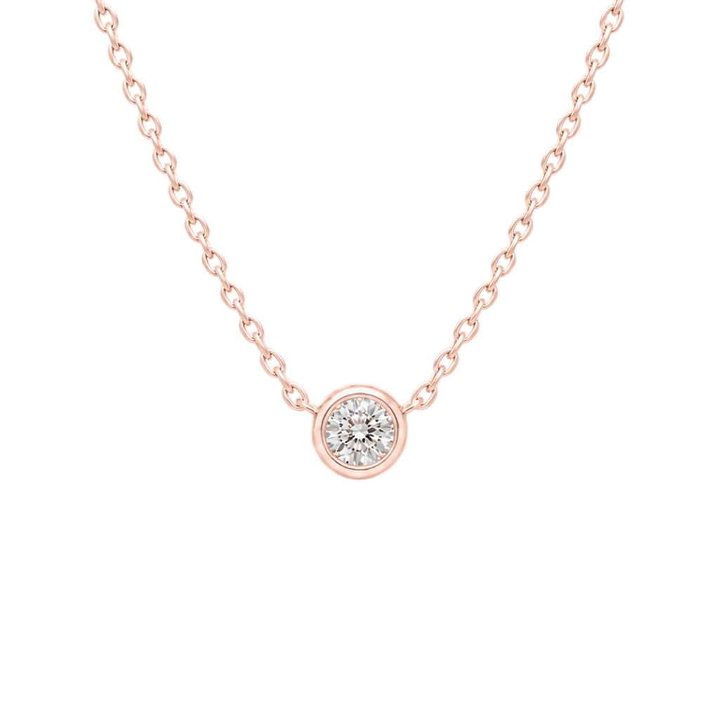 Round Diamond Solitaire Necklace in Rose Gold