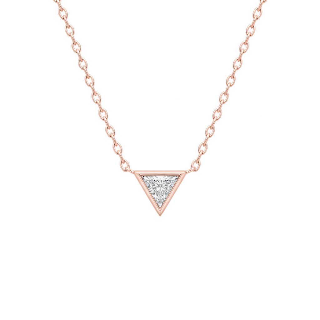Triangle Diamond Solitaire Necklace in Rose Gold