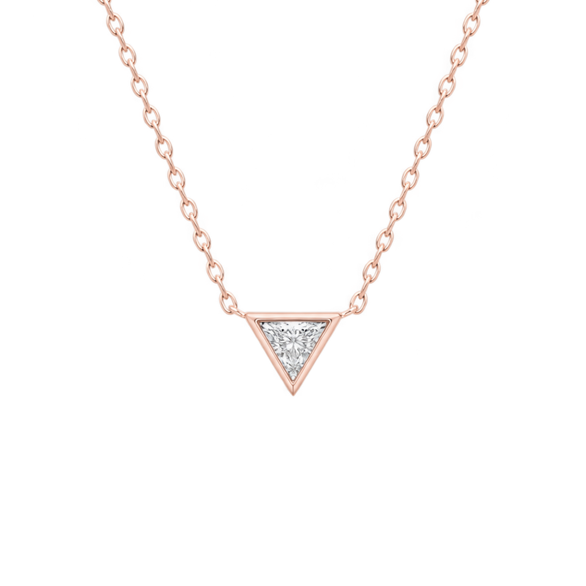 Triangle Diamond Solitaire Necklace in Rose Gold