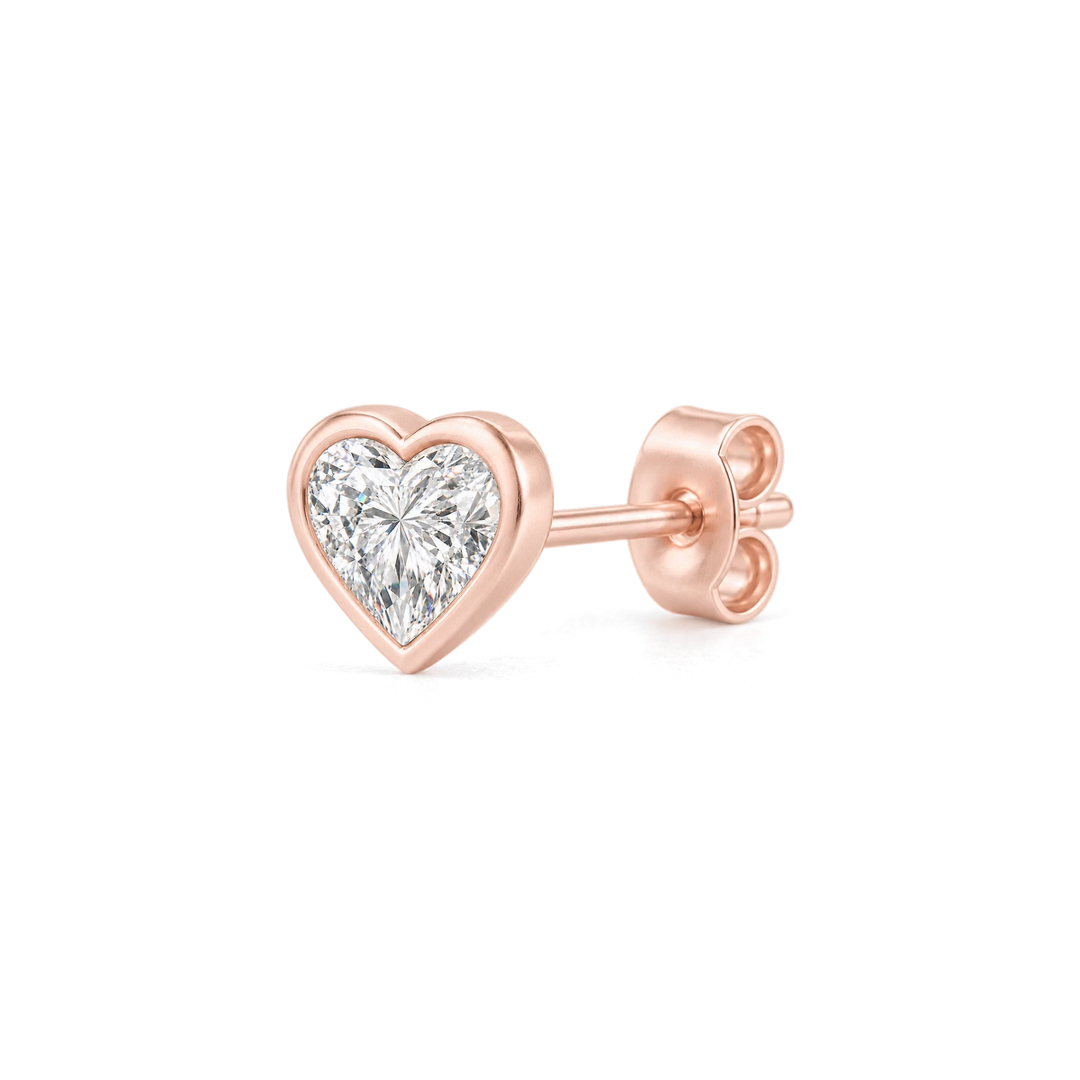 Heart Diamond Stud in Rose Gold