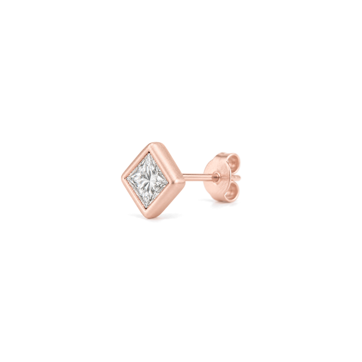 Princess Diamond Stud in Rose Gold