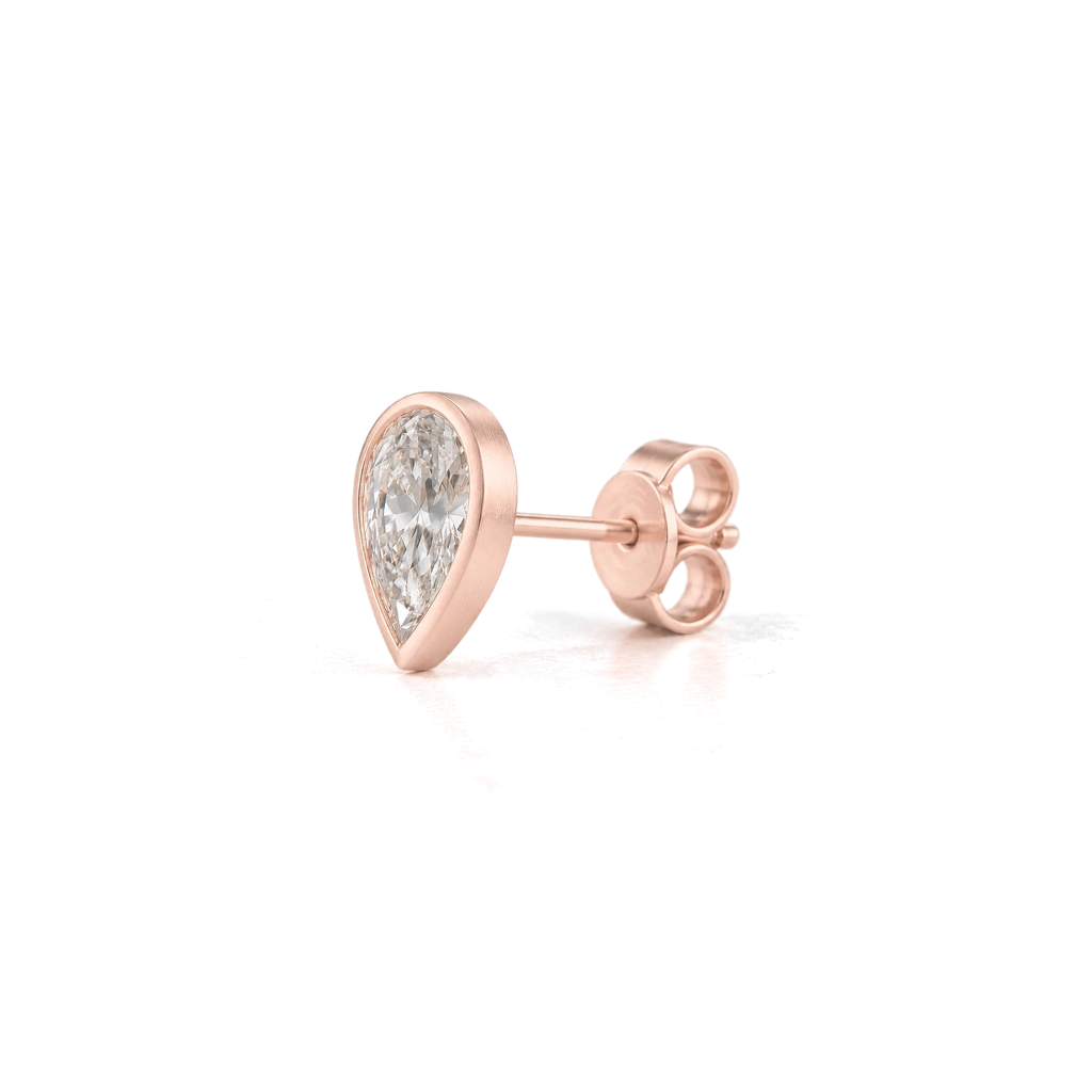 Pear Diamond Stud in Rose Gold