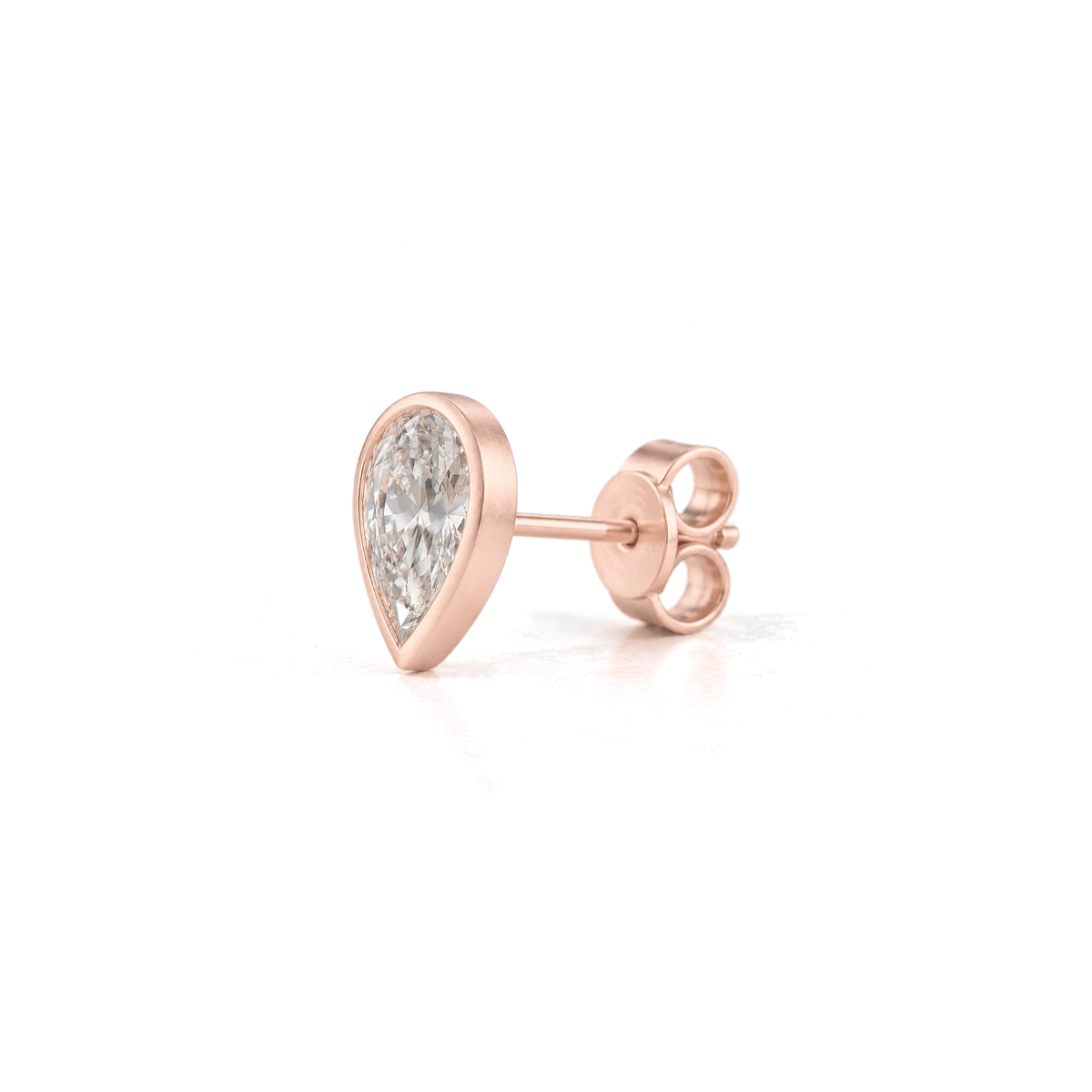 Pear Diamond Stud in Rose Gold